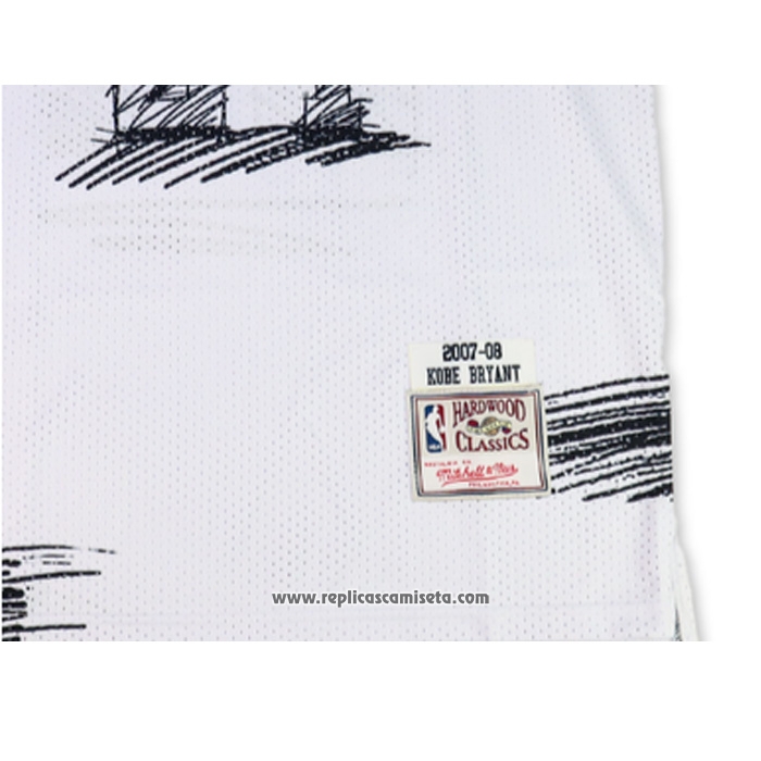 Camiseta Los Angeles Lakers Kobe Bryant NO 24 Mitchell & Ness 2007-08 Blanco